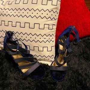 Navy Blue Velvet Heels